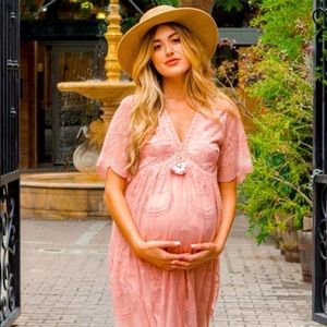New Pinkblush Maternity Dress maxi lace boho